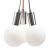 ESPRIT Molly 3er Pendelleuchte chrom Glas wei� Textilkabel rot,gr�n,violett