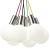ESPRIT Molly 7er Pendelleuchte chrom Glas wei� Textilkabel gr�n, rot, violett, blau, schwarz, wei� und gelb