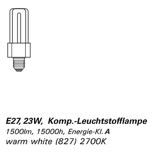 Leuchtmittel f�r ALIEN_M EASY Outdoor: E27, 23W, Komp. Leuchtstofflampe - warm white (827)