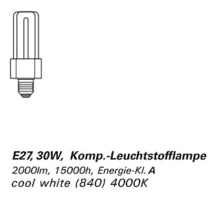 Leuchtmittel f�r ALIEN_XL EASY Outdoor: E27, 30W, Komp. Leuchtstofflampe - cool white (840)