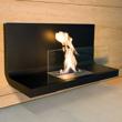 Wall Flame Biokamin Stahl schwarz, Glas klar