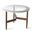 ST-OBLO Couchtisch 45 Gestell Nu�baum ge�lt Platte Glas