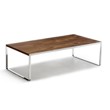 ST-So H32 Couchtisch Gestell Edelstahl geschliffen, Platte Nu�baum furniert lackiert