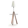ST-Triss Beistelltisch mit Lampe, Gestell Nu�baum massiv, Platte braun, Schirm creme