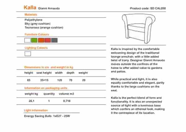 KALLA beleuchteter Sessel - Technische Daten und Farben