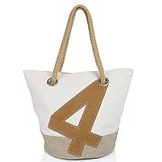 Sandy Tasche Leinen und Leder mit Nummer 4 Leder