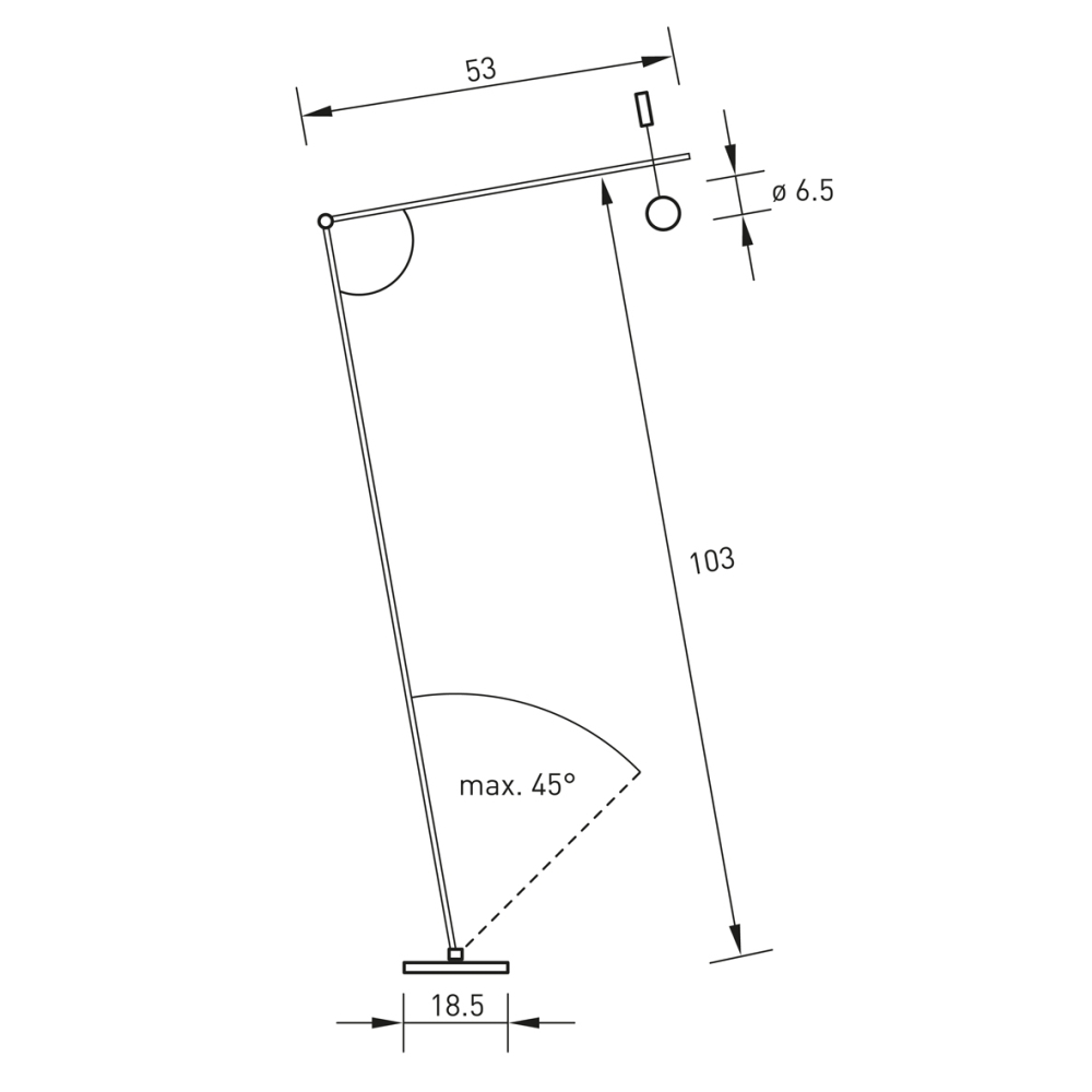 Technische Zeichnung TASK FLOOR Standleuchte