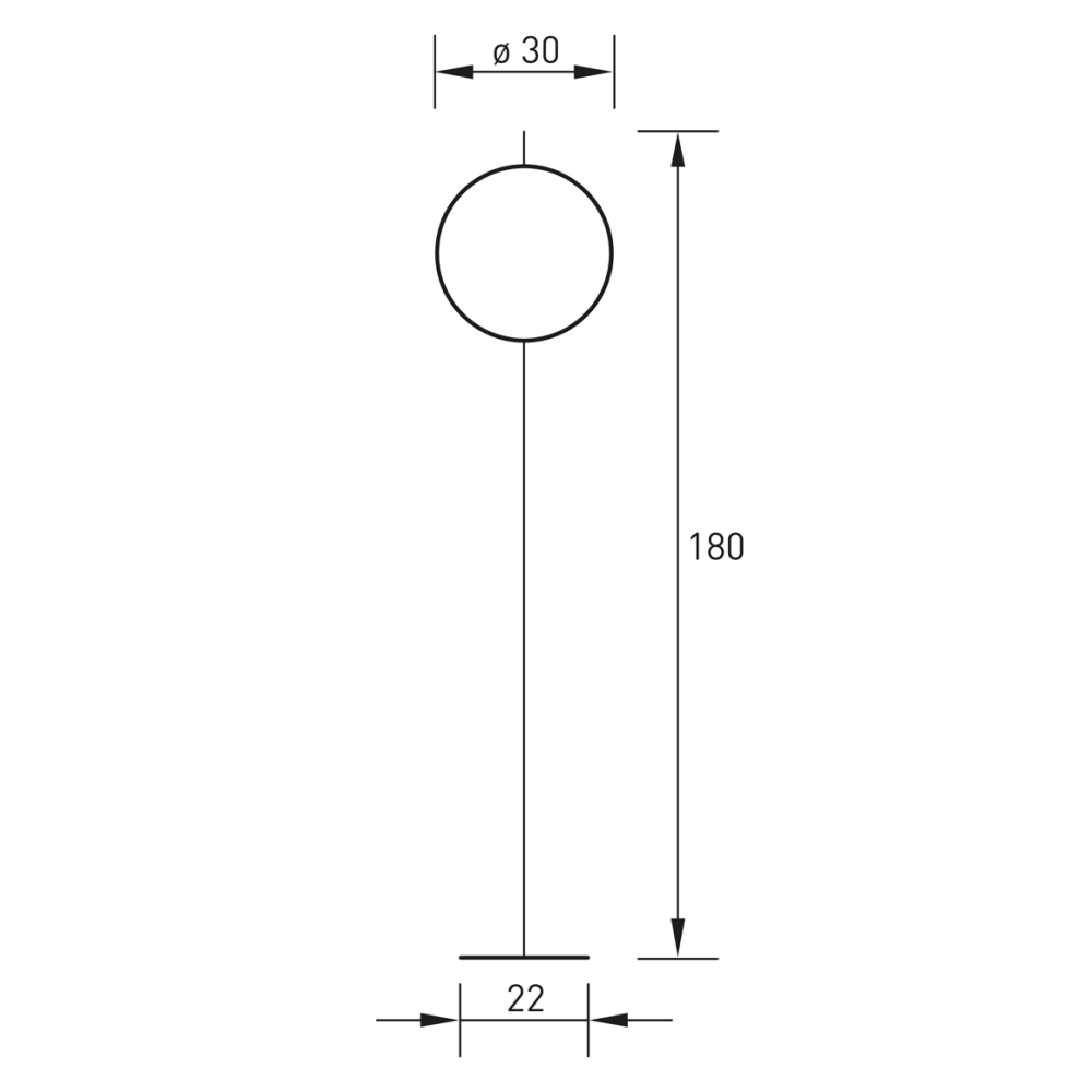 Technische Zeichnung GLOBUS Stehleuchte 180 cm von Absolut Lightning Technische Zeichnung GLOBUS Stehleuchte 180 cm