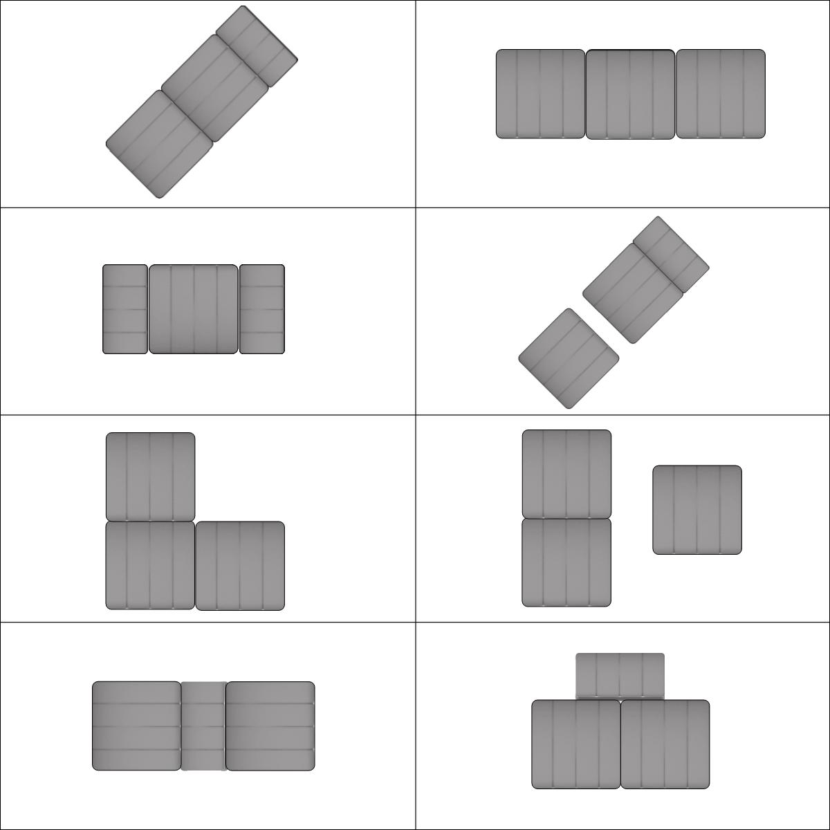 Variationen mit 3 Curt Modulen von AMBIVALENZ Curt Sofasystem Variationen mit 3 Curt Modulen