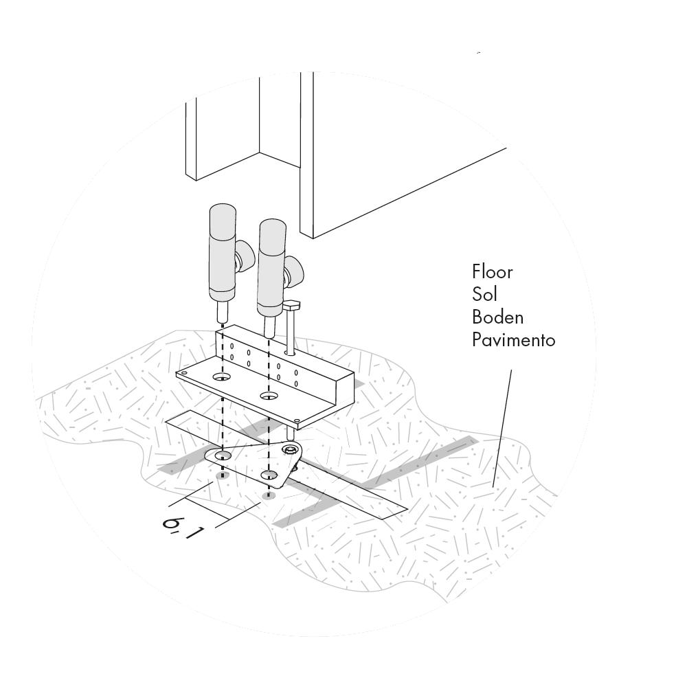 Bodenanschlu auf der Rckseite fr Antrax Design-Heizkrper T-TOWER