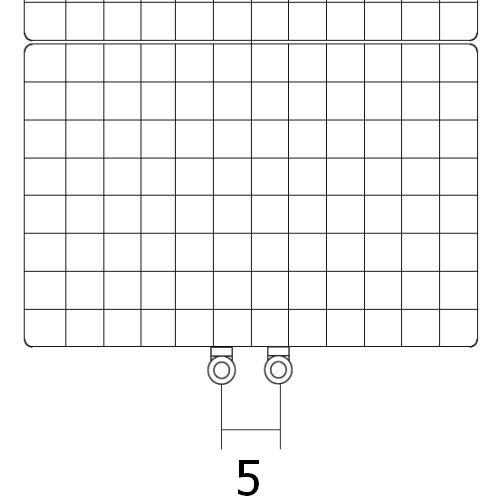 Sonderanschluss 5 cm Achsabstand unten fr WAFFLE vertikal