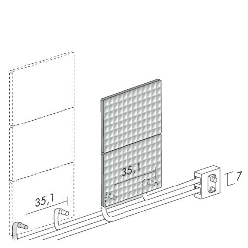 Externer Einbau der Ventile für WAFFLE, Achsabstand 7 cm vertikal