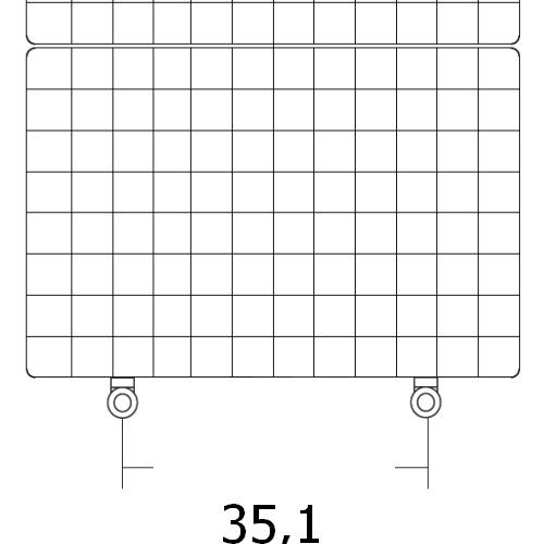 Standardanschluss für WAFFLE vertikal Heizkörper, Achsabstand 35.1 cm 