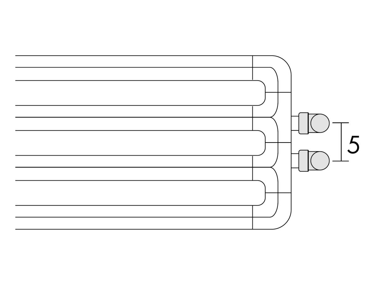 Antrax Design-Heizkrper GHISA horizontal Spezieller Anschluss mit seitlichen Ventilen, Achsabstand 5 cm