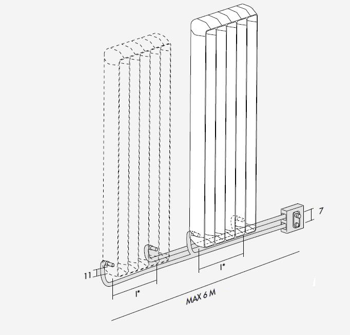 Antrax Design-Heizkrper GHISA vertikal, Ventile extern verbaut