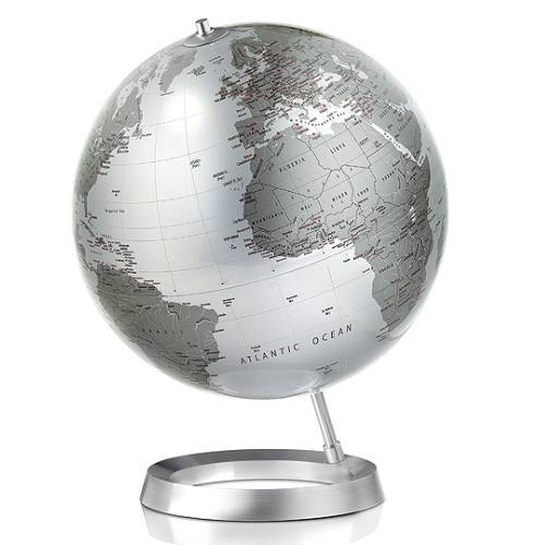 Globus VISION Ø 30 cm, Fuß Alum/Weltkarte silber metallic