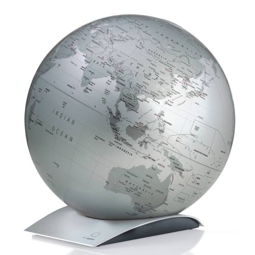Globus CAPITAL-Q  30 cm Weltkarte silber metallic