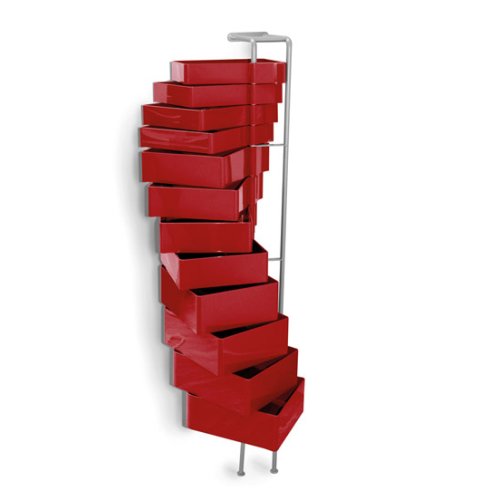 SPINNY STORAGE fixed Wandregal mit Schubladen, rot von B-LINE SPINNY STORAGE fixed Wandregal mit Schubladen, rot