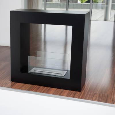 QUBE SMALL Standkamin / Biokamin schwarz