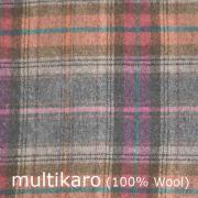 CARMA Plaid Uni 100% Wolle multikaro 135x190 cm mit Fransen