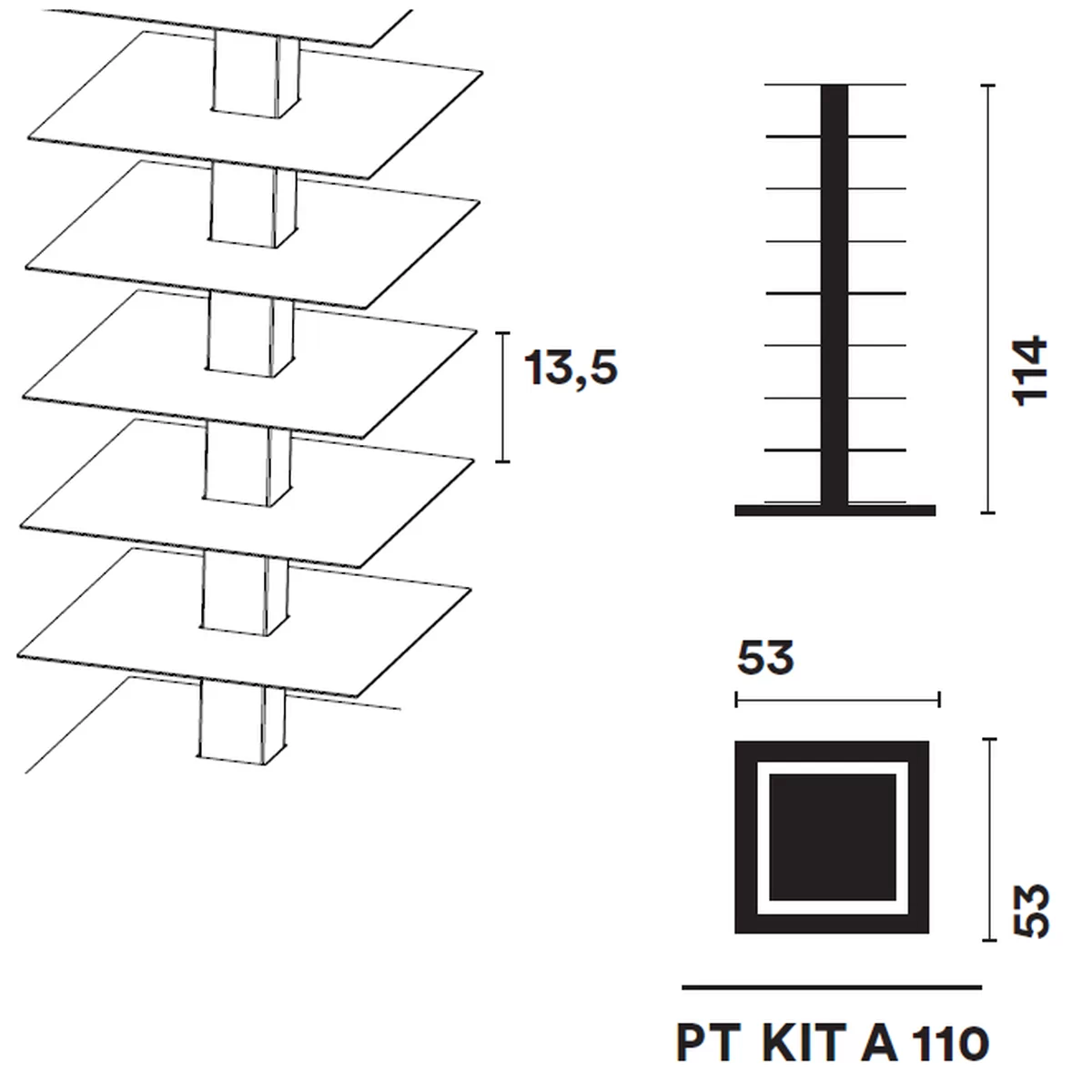 PTOLOMEO X4 Bücherregal Detail Zeichnung Kit-A von OpinionCIATTI PTOLOMEO X4 Bücherregal Detail Zeichnung Kit-A
