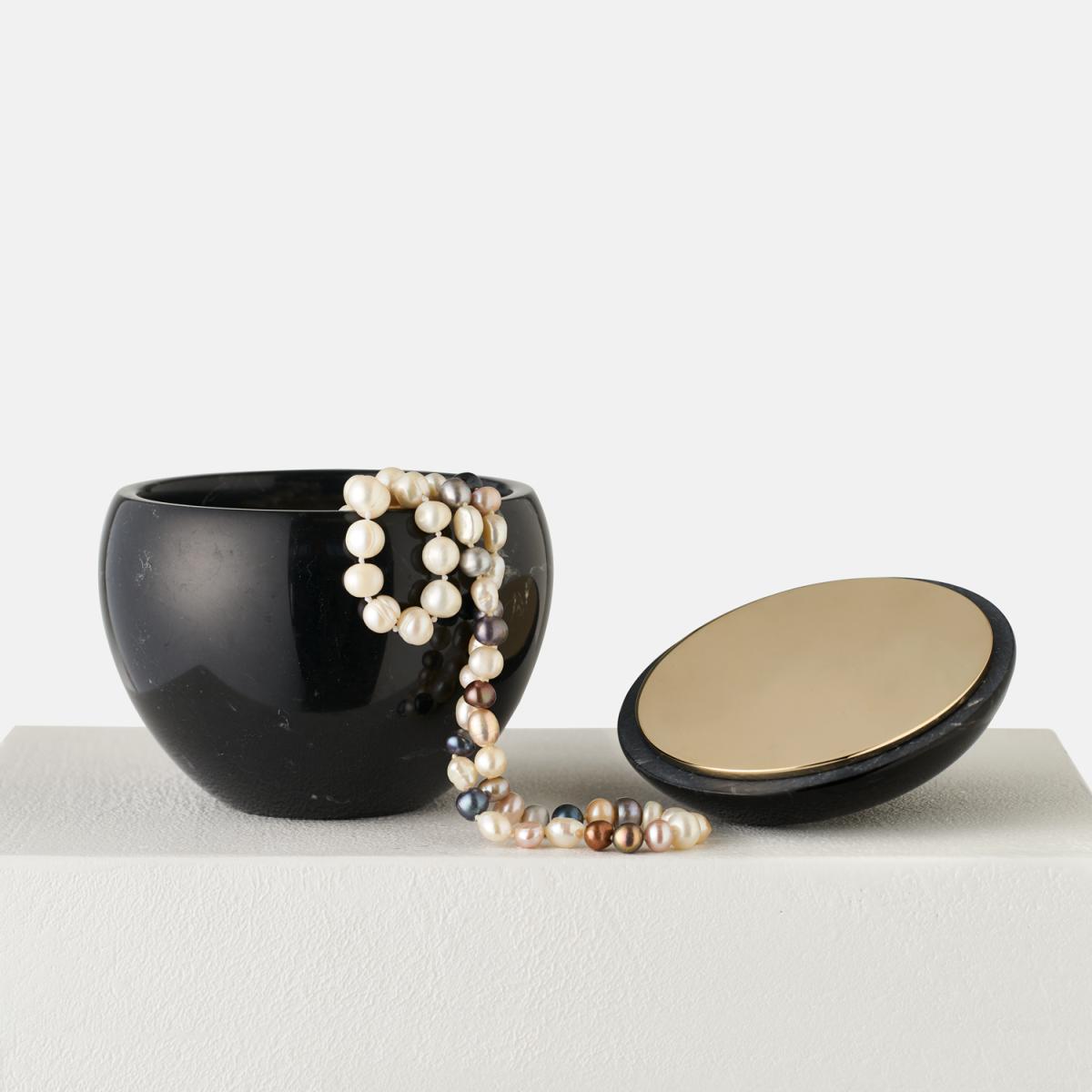 Snow White Marmordose schwarzer Marquina Marmor, 24K gold von OpinionCIATTI Snow White Marmordose schwarzer Marquina Marmor, 24K gold