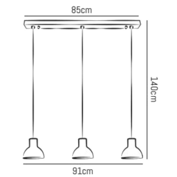 Bell Pendelleuchte Gre S, 3 Schirme mit Schiene