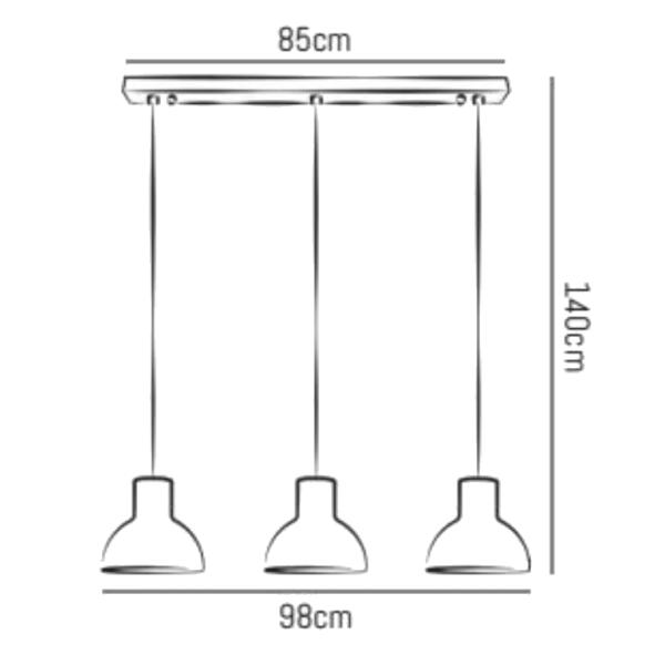 BELL Pendelleuchte M Beton, 3 Schirme