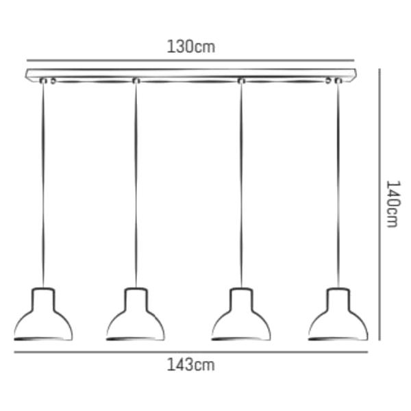 BELL Pendelleuchte M Beton, 4 Schirme