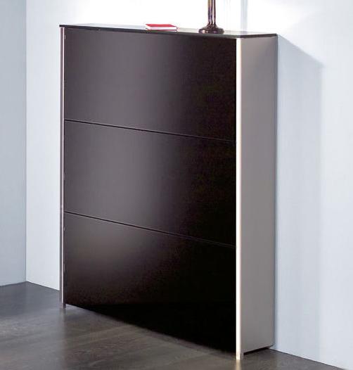 Atlantic 70 Schuhschrank Edelstahl/Glas schwarz von D-TEC Atlantic 70 Schuhschrank Edelstahl/Glas schwarz