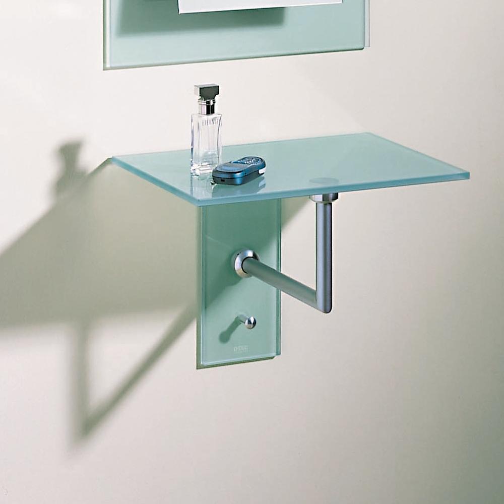 ATLAS 1 Wandgarderobe Rohre Edelstahl geschliffen, Glas satiniert von D-TEC ATLAS 1 Wandgarderobe Rohre Edelstahl geschliffen, Glas satiniert
