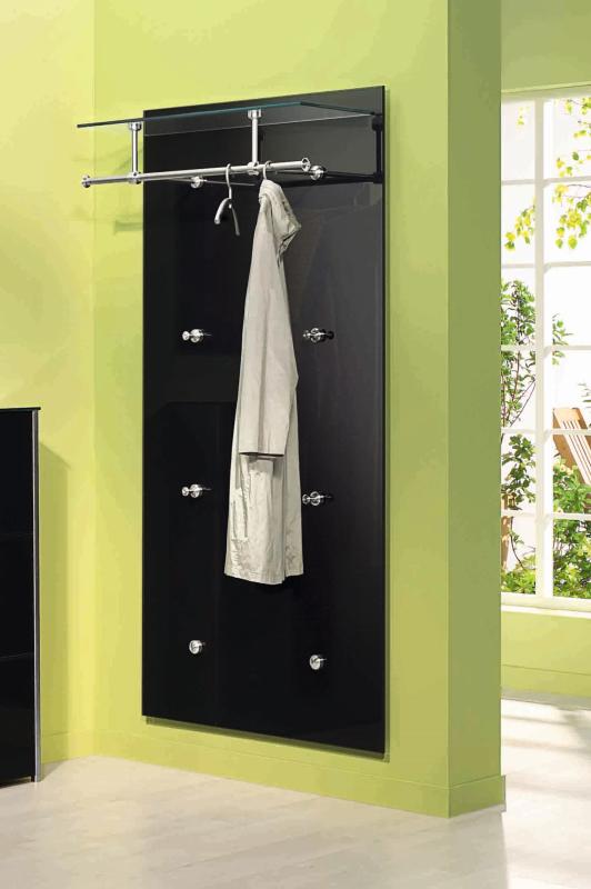 PACIFIC 1 Wandgarderobe Glas anthrazit mit Hutablage ultraclear Klarglas