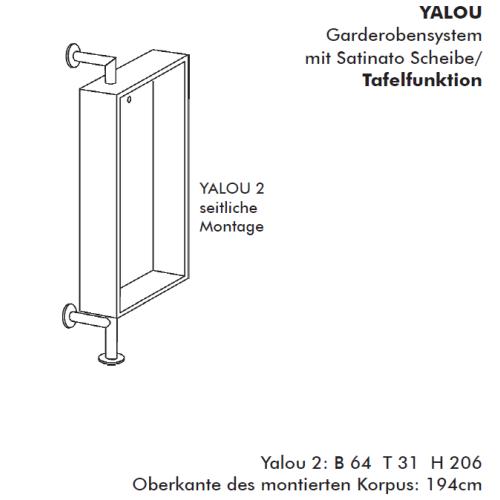 YALOU 2 Garderobensystem mit Tafelfunktion, MDF wei, Glas satinato wei