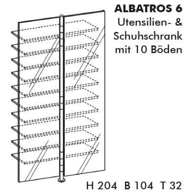 ALBATROS 6 Schuhschrank, Tren 1x anthrazit / 1x VSG-Doppelspiegel