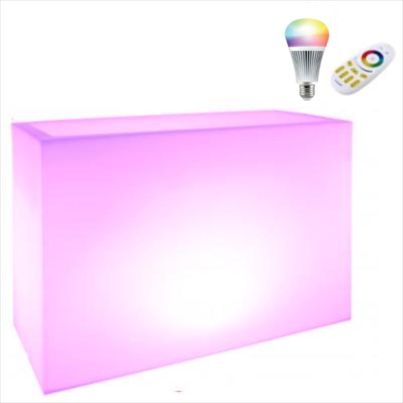 KUBE HIGH beleuchteter Pflanzkbel 80 Indoor mit LED Birne und Funk-Fernbedienung