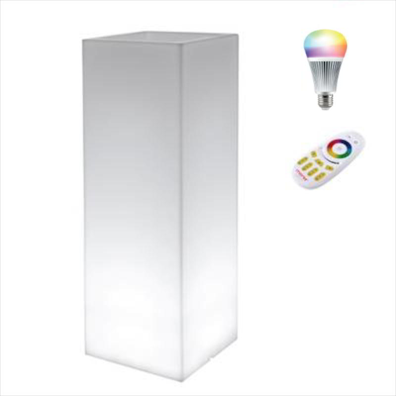 Kube High Slim Pflanzsule Indoor mit LED Birne und Funk-Fernbedienung