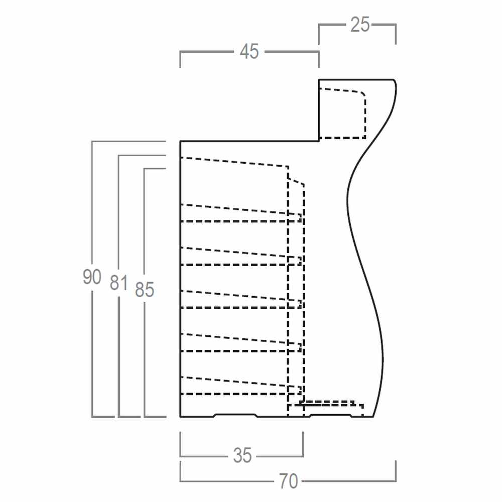 Spezifische Mae gerades Element in Seitenansicht