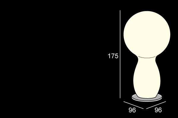 TRIM LIGHT Stehleuchte Vermassung mit Bodenplatte