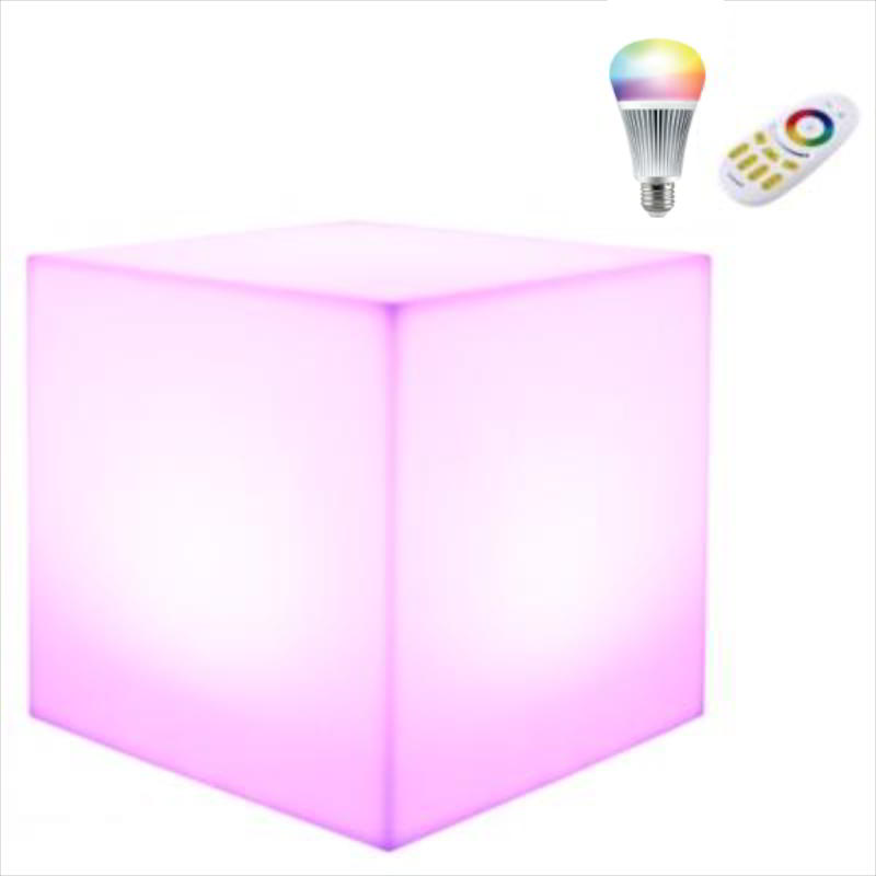 KUBE Leuchtwrfel 40x40x40 cm Indoor mit LED Birne und Funk-Fernbedienung