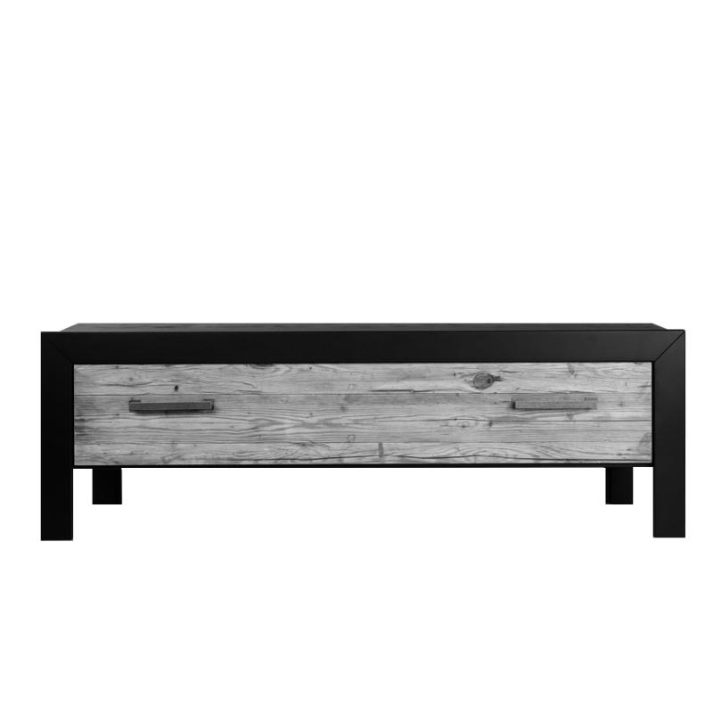 Kommode marian 140 mit 1 Schublade, Fichte Altholz grau gewurmt, Rahmen Eiche schwarz von FISCHER Kommode marian 140 mit 1 Schublade, Fichte Altholz grau gewurmt, Rahmen Eiche schwarz