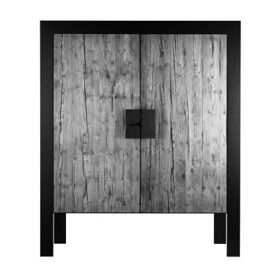 marian Schrank 2-türig, 165 x 140 cm, Fichte Altholz grau gewurmt, Rahmen Eiche schwarz von FISCHER marian Schrank 2-türig, 165 x 140 cm, Fichte Altholz grau gewurmt, Rahmen Eiche schwarz