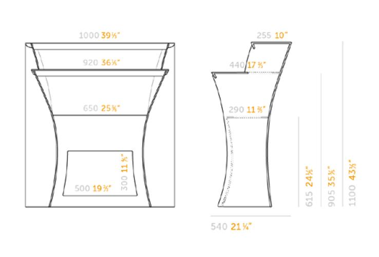 Vermassung der FLUX ARC Bar / Theke mit LED