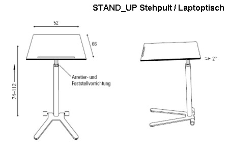 STAND_UP Stehpult / Laptoptisch Detailansicht
