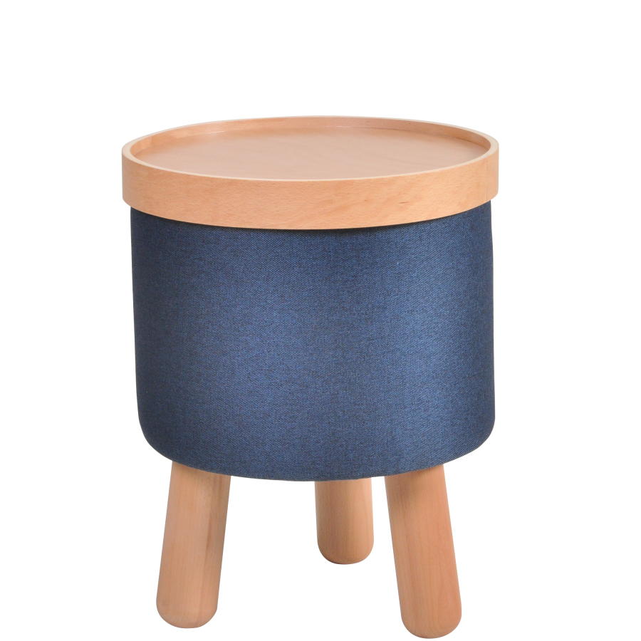 MOLDE Hocker klein blau mit abnehmbaren Tablett