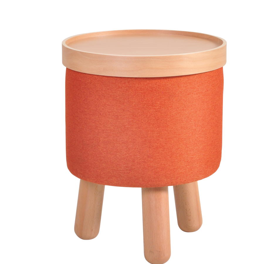 MOLDE Hocker klein orange mit abnehmbaren Tablett