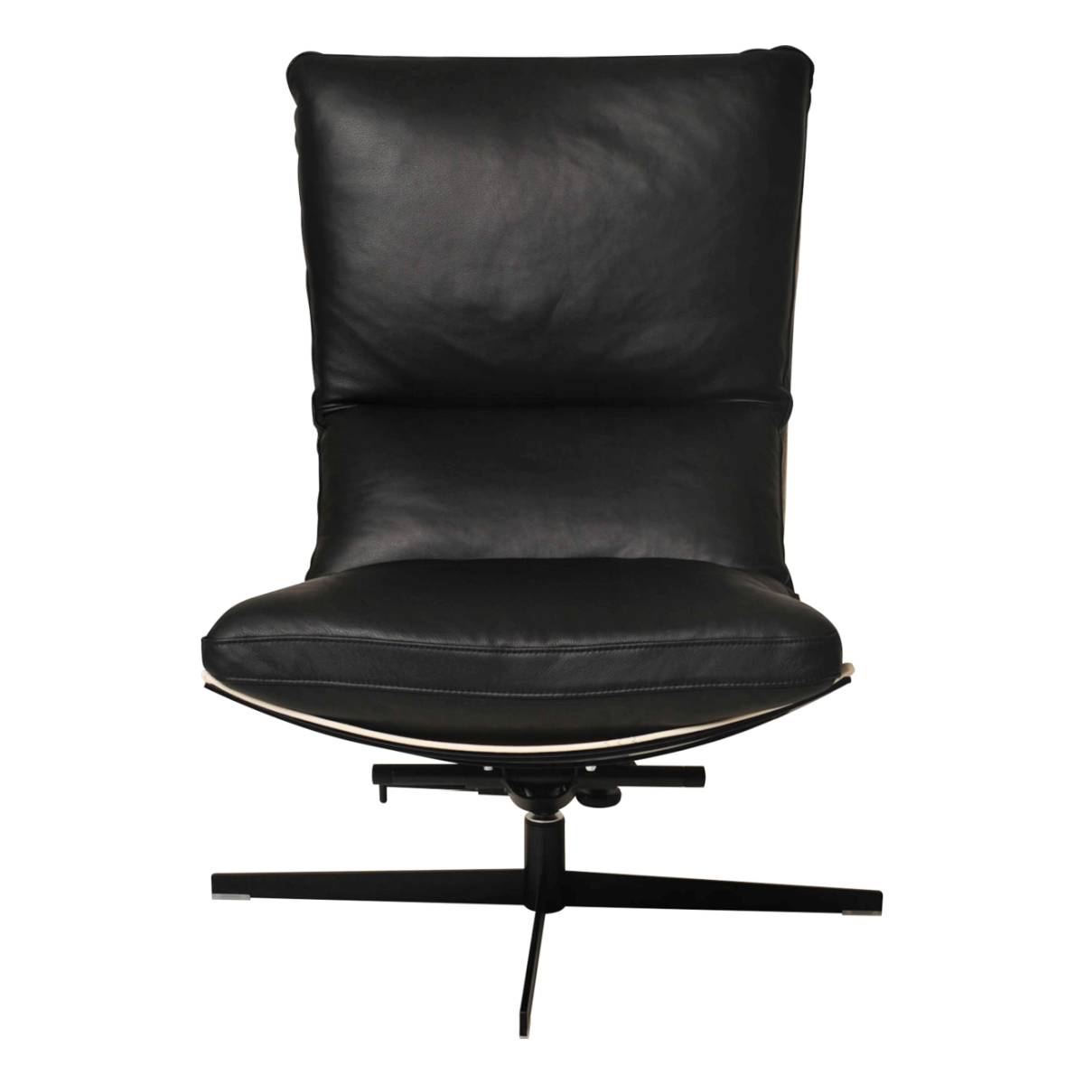 Spinnaker Relaxsessel Leder schwarz, Frontalansicht von Hodnebo by Hjellegjerde Spinnaker Relaxsessel Leder schwarz, Frontalansicht