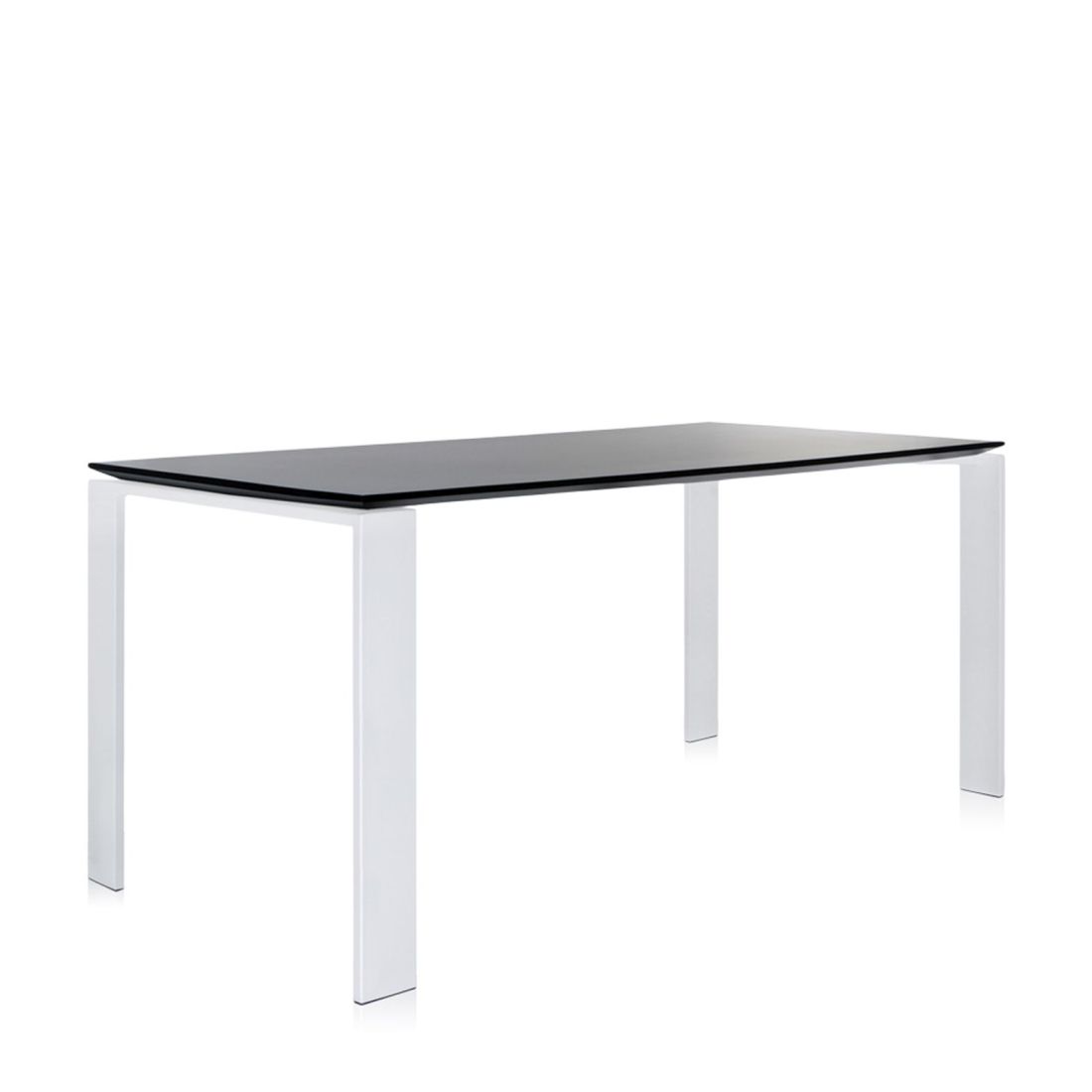 Four Tisch 158 Beine weiß, Platte schwarz