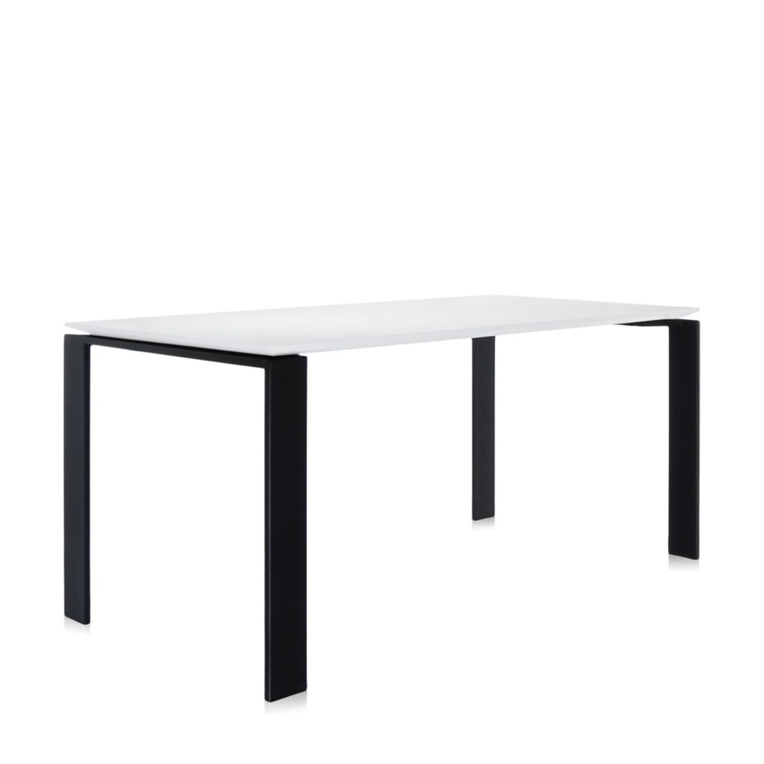 Four Tisch 158 Beine schwarz, Platte weiß