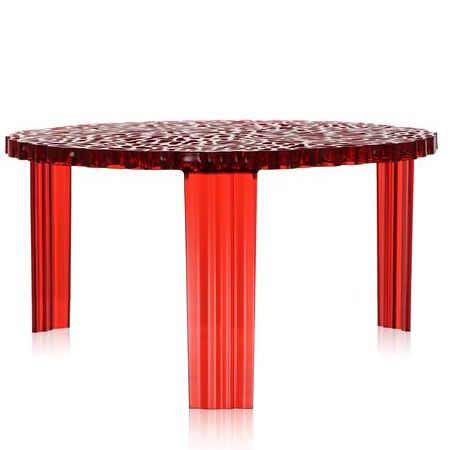 T-Table Couchtisch Höhe 28 cm transparent rot