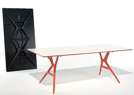 SPOON TABLE Klapptisch schwarz/schwarz und orange/weiß